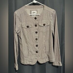 LAL Live a Little Striped Button Down Jacket